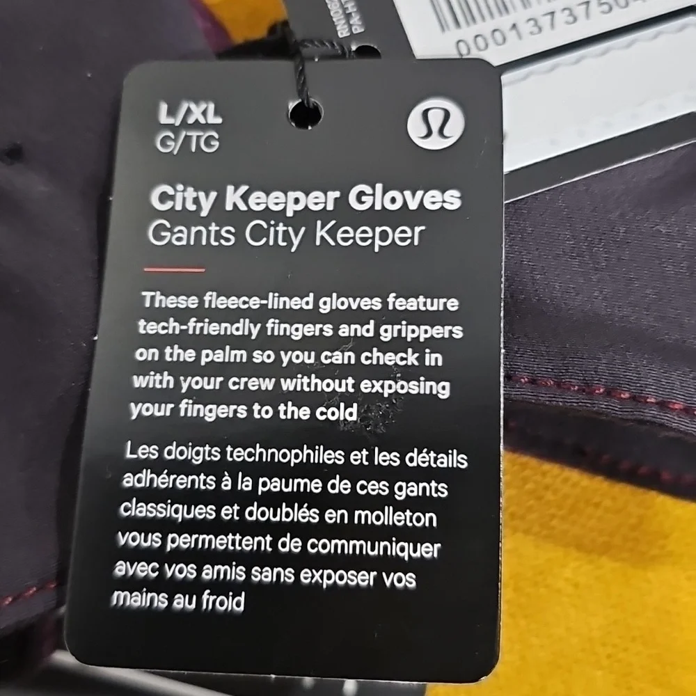 Lululemon City Keeper Purple/Black Fleece Wool Blend Gloves L/XL NWT MSRP $78